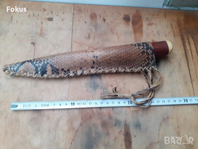 Страхотен ловен якутски кован нож с кания от змийска кожа, снимка 7 - Антикварни и старинни предмети - 54031293