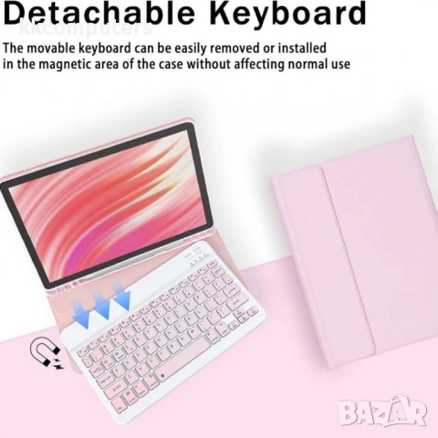 Кожен Калъф с Клавиатура и Тъчпад за 2023 Отделяема, Стойка, Холдер за Стилус, Вкл. Протектор, 2 цвя, снимка 2 - Калъфи, кейсове - 53858004