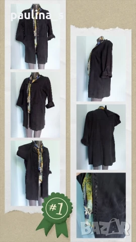 Два броя / Дизайнерско манто тип туника "Uterque", "Unbranded" / Естествен набук , снимка 2 - Палта, манта - 36890137