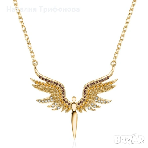 Нежно дамско колие с висулка феникс с камъни, снимка 4 - Колиета, медальони, синджири - 53880542