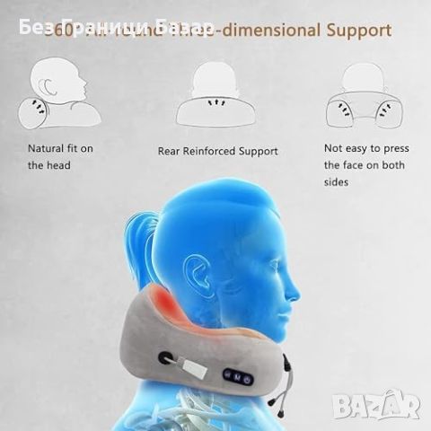 Нов Портативен Електрически Масажор за Врат с Топлина 3 Режима , снимка 3 - Масажори - 45505858