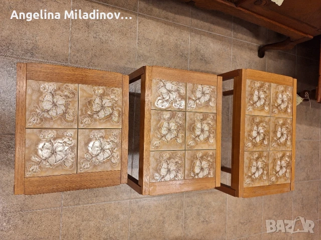 К - т три помощни масички с плочки , снимка 3 - Маси - 51314216