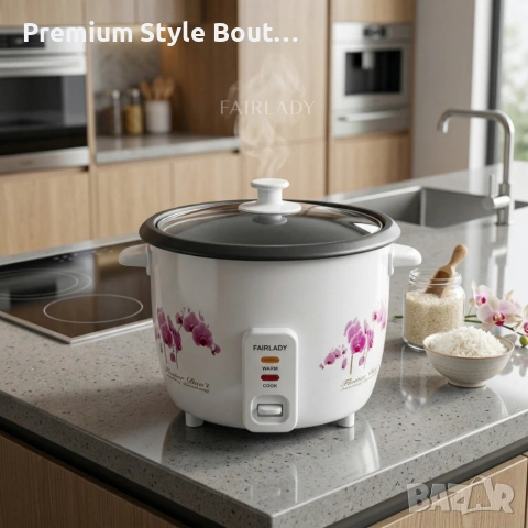 Компактен електрически оризовар 0.6 л с функция готвене и поддържане на топло