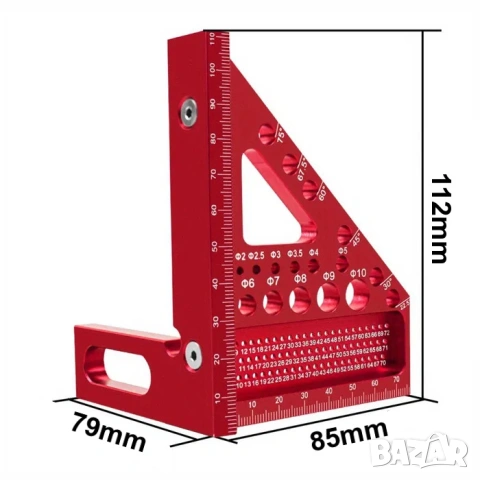 3D Алуминиев ъгъл, триъгълник за дървообработване, снимка 2 - Други инструменти - 53405204