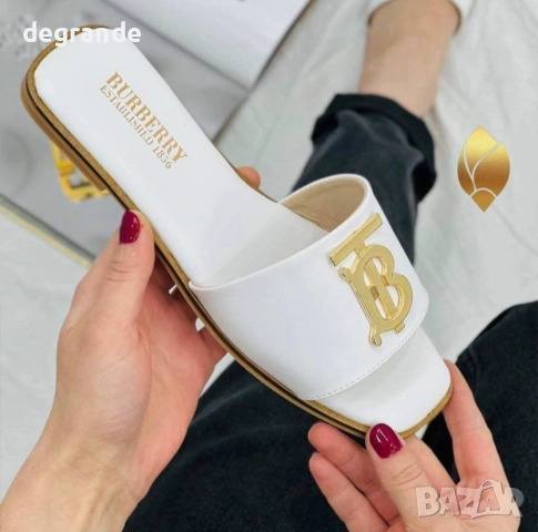 Дамски чехли Burberry в Черно Бяло и Розово, снимка 2 - Чехли - 51475615