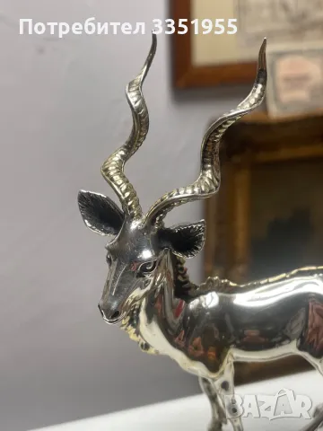 Статуетка на Елен от масивно сребро, снимка 3 - Статуетки - 49878252
