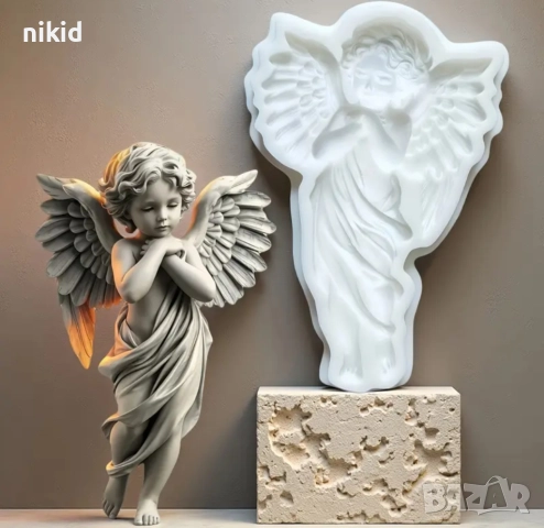 Дете момче ангел с дреха силиконов молд форма фондан декор украса 