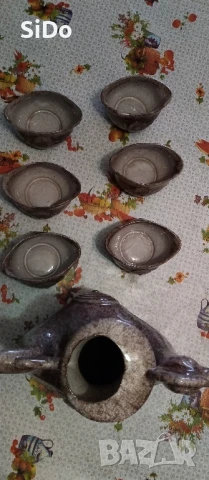 Керамичен комплект Кана с 6 чаши за вино,саке и др. питиета , снимка 4 - Чаши - 50872105