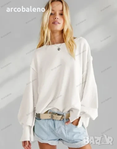 Свободен дамски суичър тип пачуърк с обло деколте, 5цвята , снимка 14 - Суичъри - 44867827