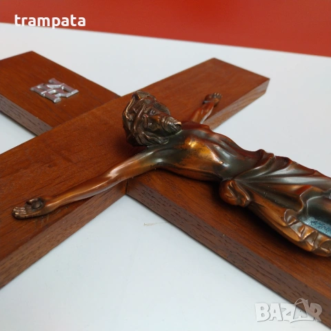 НАЙ ДОБРАТА ОФЕРТА 60см. Кръст , разпятие , исус от дърво и метал от 1950г., снимка 5 - Антикварни и старинни предмети - 54057464