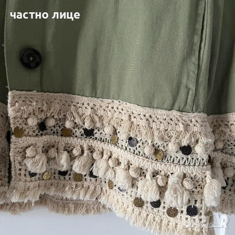 Дамско зелено памучно якенце Zara, снимка 7 - Якета - 54176839