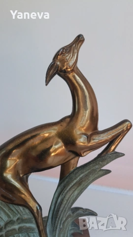 Vintage, бронзова,  френска статуетка на антилопа в стил Арт деко от 1930 г., снимка 6 - Статуетки - 54135332