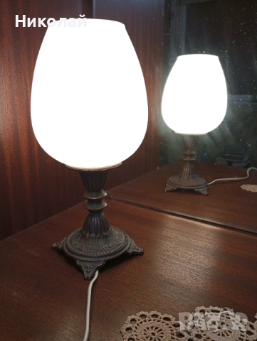 Ретро бронзова лампа, снимка 3 - Антикварни и старинни предмети - 52188146