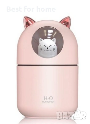 Детска LED лампа и овлажнител за въздух „Коте“ – H2O Humidifier, 300мл, снимка 4 - Други - 53062628