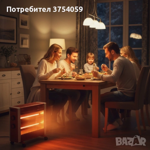 Кварцов отоплител 1500W с 2 степени и мобилни колелца – бързо и безопасно затопляне, снимка 3 - Отоплителни печки - 53124973