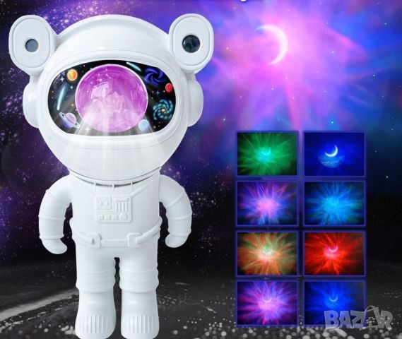 Лампа астронавт с 12 различни светлинни ефекти: Освети космоса в твоята стая, снимка 5 - Настолни лампи - 46430845