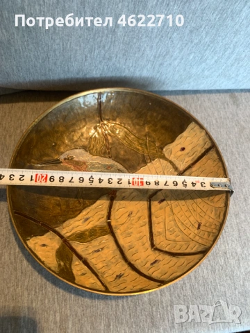 Месингова и емайлирана купа, снимка 3 - Антикварни и старинни предмети - 53584197