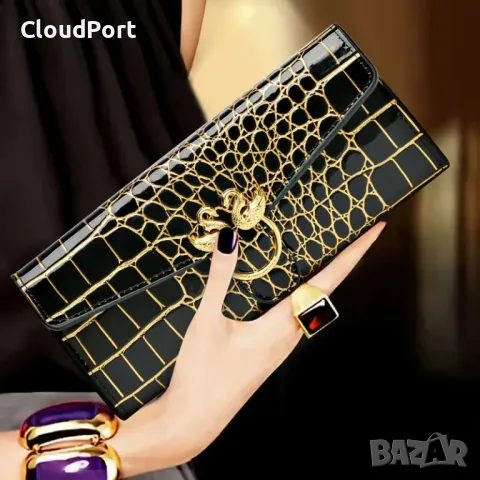 Черен дамски портфейл с логото на пеперуда, снимка 2 - Портфейли, портмонета - 49611274