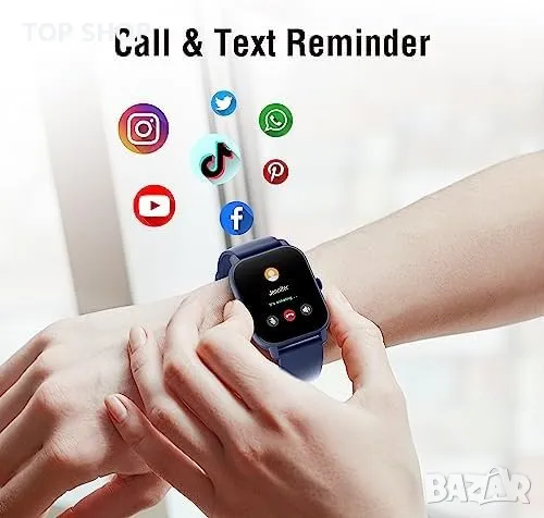 Нов Смарт часовник 1,85 инча Мъже Жени за Android iOS Спорт Подарък, снимка 5 - Смарт гривни - 49919330