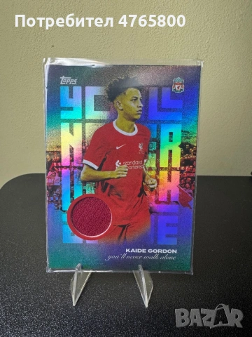 Topps 2023/24 Kaide Gordon YNWA Relic Card – Liverpool FC Jersey Patch