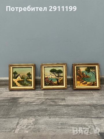 Малка маслена картина, комплект от три, снимка 5 - Картини - 52814096