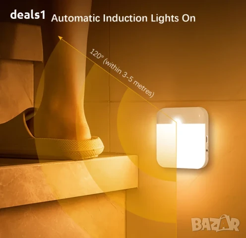 Смарт Нощна Лампа със Сензор за движение LED осветление USB зареждане, снимка 4 - Друга електроника - 51027187