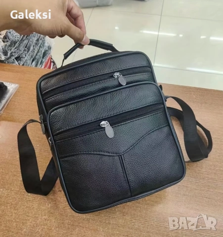 Мъжка универсална и голяма, работна кожена чанта /Черна естествена кожа!, снимка 12 - Чанти - 50096466