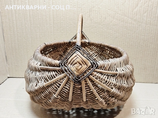 Стара Ръчно Изработена Плетена Кошница. / 1630., снимка 3 - Антикварни и старинни предмети - 53670877