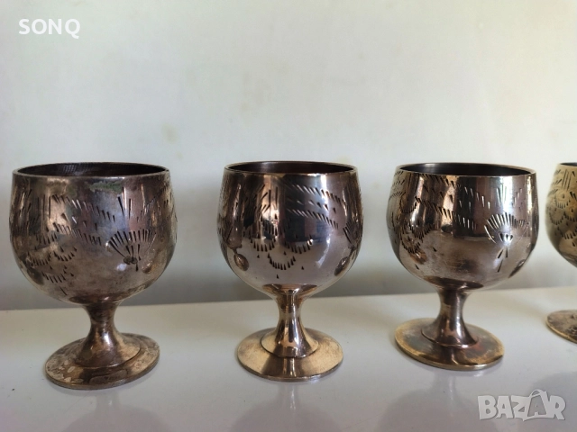 Прекрасен Комплект Стари Бронзови Чашки-EPNS, снимка 6 - Антикварни и старинни предмети - 52121312