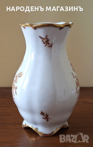 1948 г. JLMENAU - Старинен немски порцелан ваза порцеланова цветя злато, снимка 6 - Други ценни предмети - 53608976