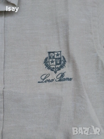 Мъжка риза ЛОРО ПИАНА в бежав цвят 100% памук, снимка 4 - Ризи - 53910849