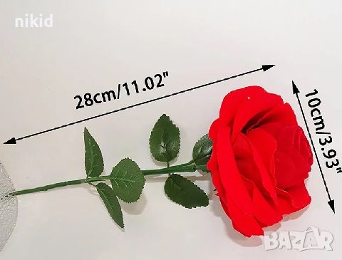 червена роза с кутия от кадифе плюш кутийка за пръстен бижу подарък, снимка 3 - Други - 46472774