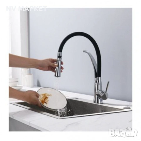 Смесител за вода, вертикален с покритие от хром с Черен, снимка 4 - Смесители - 53837477