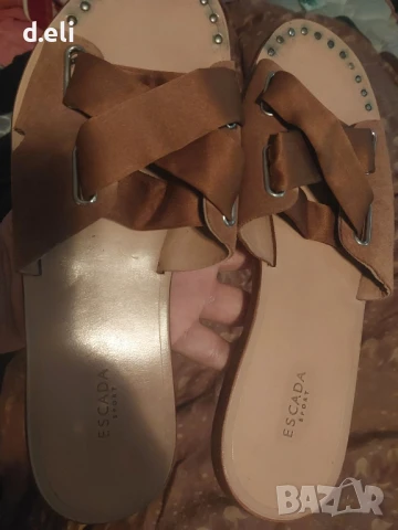 ESCADA Original Size 38.5-39 Кожа и сатен, снимка 6 - Чехли - 51310097