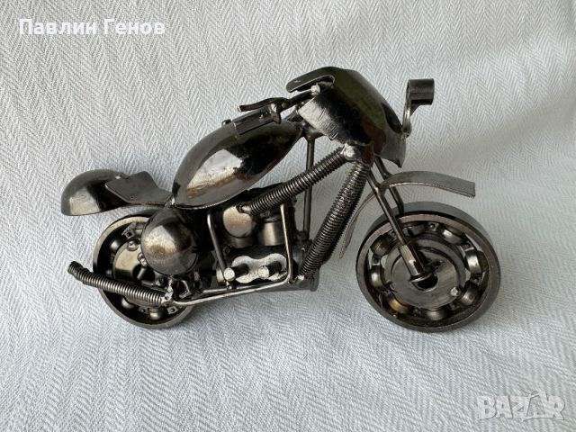Много красив мотор ръчна изработка , ИЗЦЯЛО МЕТАЛЕН мотоциклет, снимка 5 - Антикварни и старинни предмети - 45081198