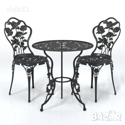 vidaXL Бистро комплект, 3 части, лят алуминий, черен（SKU:317739, снимка 1 - Градински мебели, декорация  - 46230946