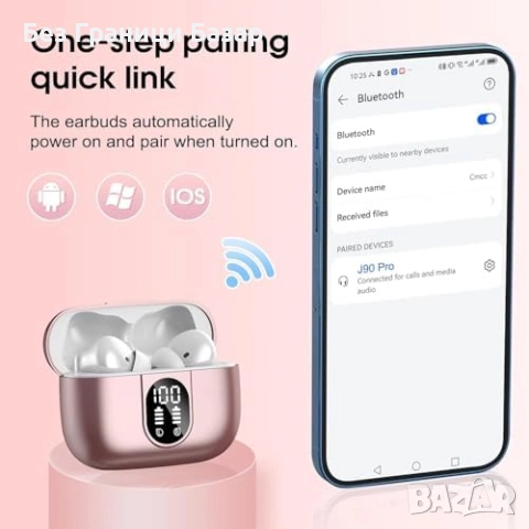 Нови Розови Bluetooth слушалки с микрофон и кутия за зареждане 40 часа, снимка 5 - Bluetooth слушалки - 52532491