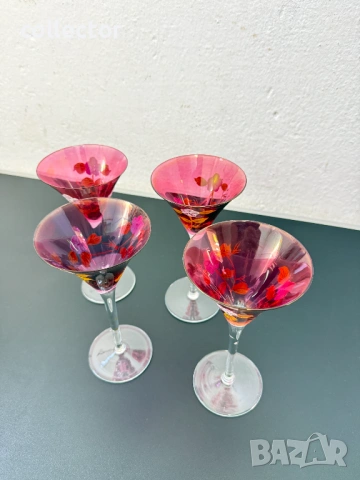 Винтидж рисувани чаши за мартини. №8027, снимка 6 - Антикварни и старинни предмети - 53982156