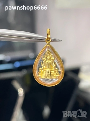 Златен амолет с буда 18 карата , снимка 11 - Колиета, медальони, синджири - 53509538