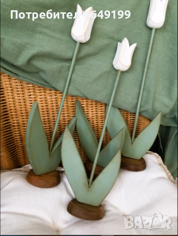 Дървени лалета, снимка 3 - Декорация за дома - 52639045