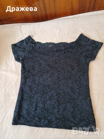 Дамска блуза, черна дантела с подплата