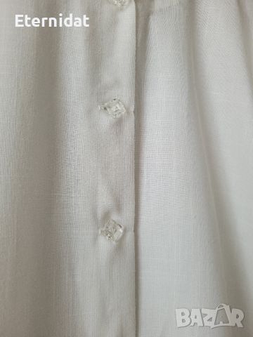 Бяла дълга риза памучна материя , снимка 3 - Ризи - 45626150