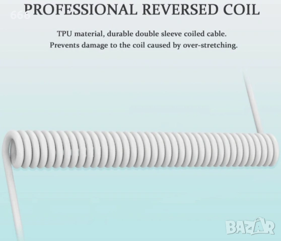 MAMBASNAKE C01 Спирален USB C кабел за геймърска клавиатура, подвижен метален авиаторски, снимка 2 - Друга електроника - 53874479