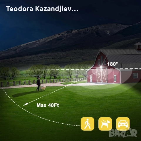 LED външна лампа със сензор за движение, снимка 4 - Прожектори - 51802220