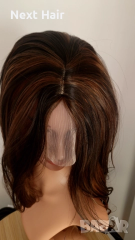 Парти тъмно кафява синтетична перука с руси кичури, на път, 65 см, снимка 10 - Аксесоари за коса - 52813656