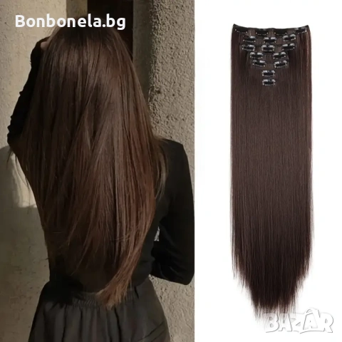 Екстеншън с клипс / треса / треса с клипси / клипс / Удължение за Коса, снимка 8 - Аксесоари за коса - 53034460