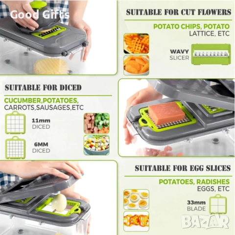 Многофункционално Кухненско Ренде 22-в-1 – Професионална Прецизност и Светкавично Готвене, снимка 3 - Други стоки за дома - 53369084