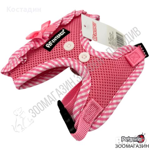 Нагръдник за Куче - с Панделка - XS, S, M, L, XL - Розов/Бял цвят - Pet-Interest, снимка 1 - За кучета - 34238078