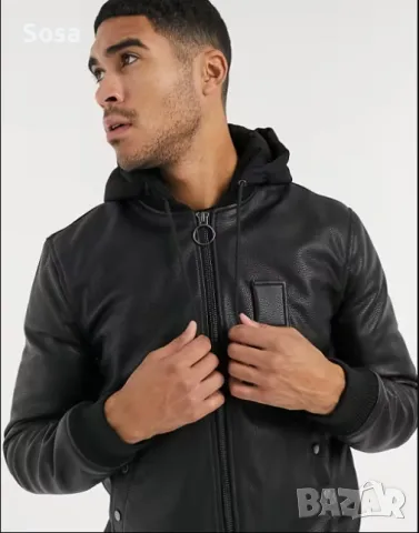 Kожен бомбър/яке River Island, размер S, черен цвят, снимка 11 - Якета - 50127148