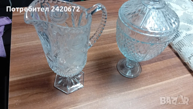 кристална кана Bohemia и кристална купа, снимка 8 - Кани - 53657725